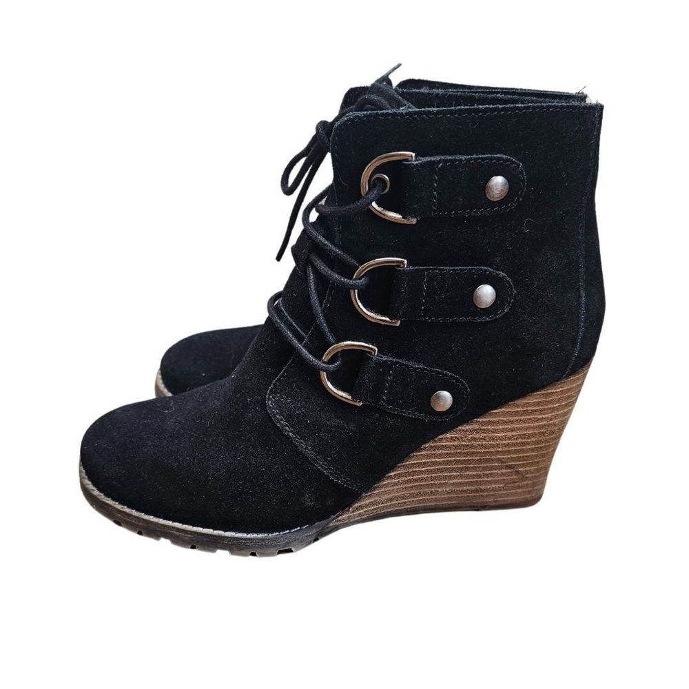 Diba Suede Wedge Lace-Up booties
